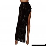 Olinase Womens Sexy Bikini Cover up Beach Mesh Hollow Crochet Side Split Skirt Beachwear Wrap Black B07N3S8272